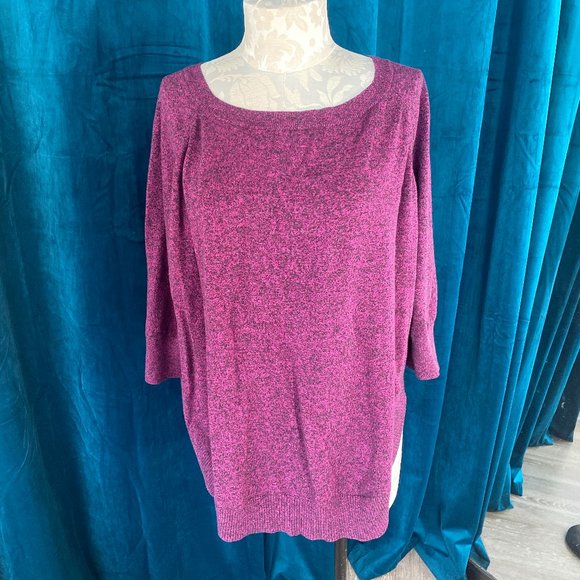 Express Sweaters - Express Pullover 3/4 Sleeves Purple Knit Sweater